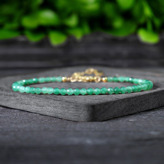 Bracciale In Avventurina Verde - Pietra Per Equilibrio E Armonia, Elastico Comodo - Foto 5