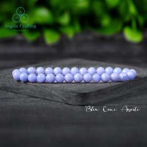 Heilende Blaue Spitze Achat Zierliche Armband, Naturstein Armband, Blaue Spitze Achat Kristall Armband, Hals Chakra Geschenk für Frauen