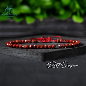 Delicate Red Jasper Minimalist Bracelet, Natural Red Jasper Gemstone Bracelet, Healing Crystal Dainty Bracelet Gift for Women, Root Chakra