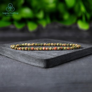 Unakite Bracelet, Natural Unakite Stone Bracelet, Unakite Crystal Bracelet, Heart Chakra Gift for Women
