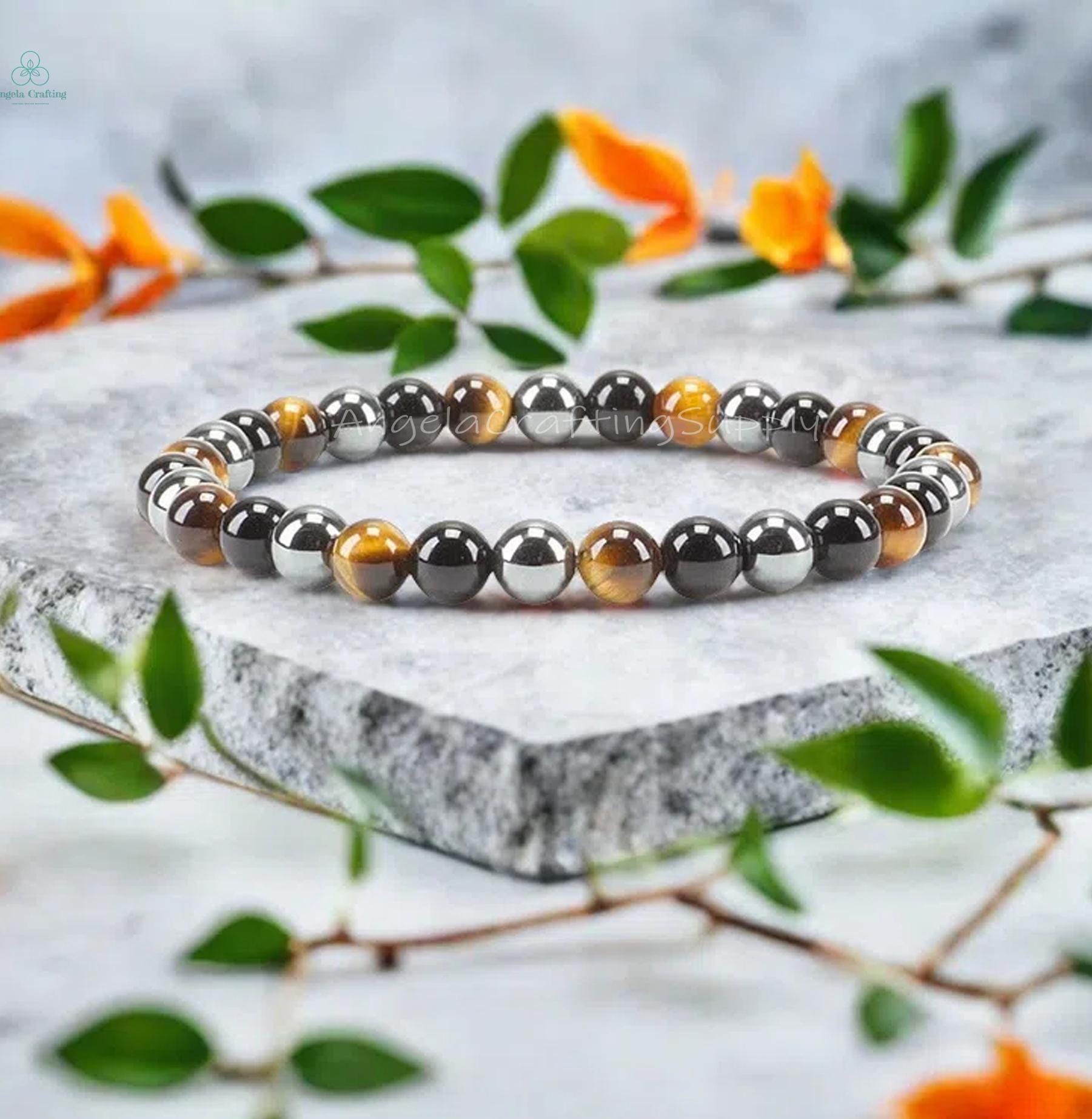 Triple Protection Gemstone Bracelet: Tiger's Eye, Obsidian & Hematite