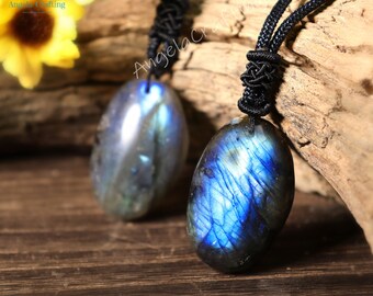 Delicate Labradorite Stone Necklace, Natural Labradorite Pendant Necklace, Healing Crystal Necklace ,Spiritual Protection Gift