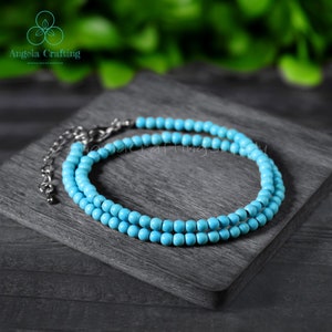 Türkis Halsband, Natürliche Türkis Stein Perlen Halskette, Türkis Kristall Zierliche Choker Halskette Muttertagsgeschenk