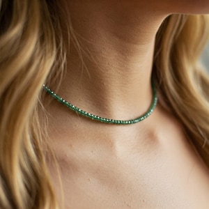 Green Aventurine Crystal Choker Necklace, Aventurine Crystal Necklace, Natural Gemstone Dainty Choker, Minimalist Choker Gift ,Heart Chakra