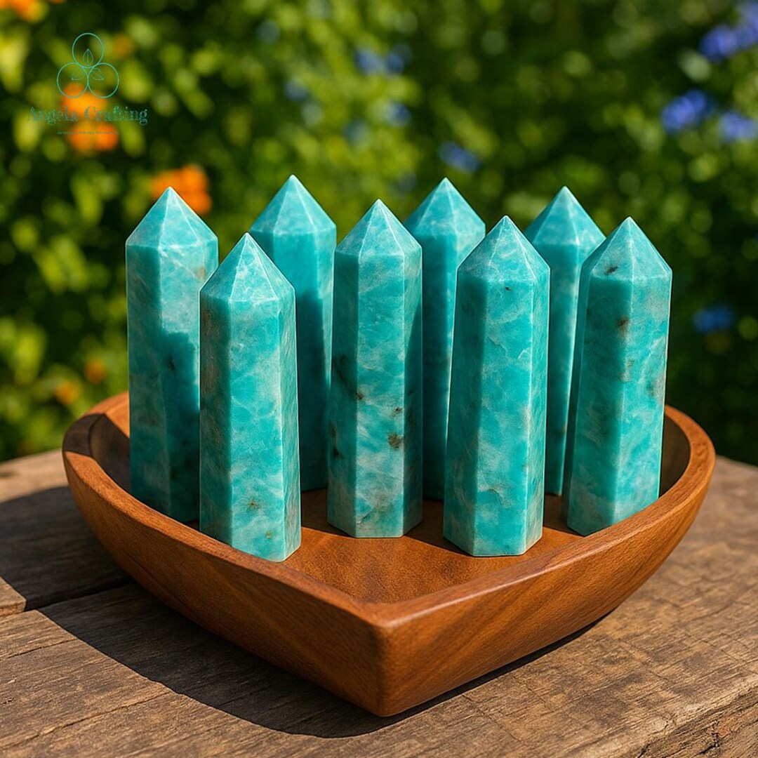 Amazonite Crystal Tower Point, Natural Gemstone Obelisk Wand, Mineral ...