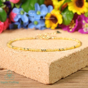 Delicate Citrine Stone Minimalist Bracelet, Natural Citrine Crystal Dainty Bracelet, Solar Plexus Chakra Gift, November Birthstone Gift