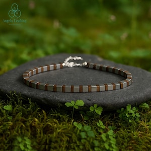 Men&#39;s Hematite Minimalist Bracelet, Natural Hematite Stone Bracelet, Hematite Crystal Dainty Bracelet,  Root Chakra Gift for Male