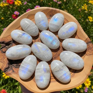 Blue Flash Moonstone Crystal Palmstone, Natural Moonstone Crystal Palm Stone, Moonstone Pocket Stone, Crown Chakra Gift