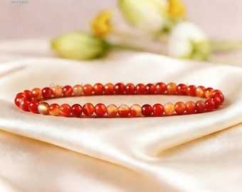 Dainty Carnelian Crystal Healing Bracelet, Natural Gemstone Stretchy Bracelet ,Minimalist Gift, Sacral Chakra