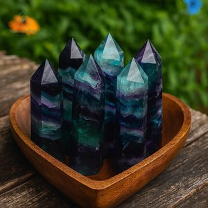 Rainbow Fluorite Crystal Point Tower ,Natural Stone Obelisk Wand, Aura Cleansing Crystal, Mineral Specimens