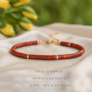 Red Jasper Minimalist Bracelet, Natural Red Jasper Gemstone Bracelet, Delicate Crystal Dainty Bracelet Gift for Women, Root Chakra