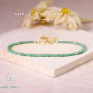 Delicate Green Jade Minimalist Bracelet, Natural Jade Gemstone Bracelet, Jade Crystal Dainty Bracelet, Heart Chakra Gift for Women