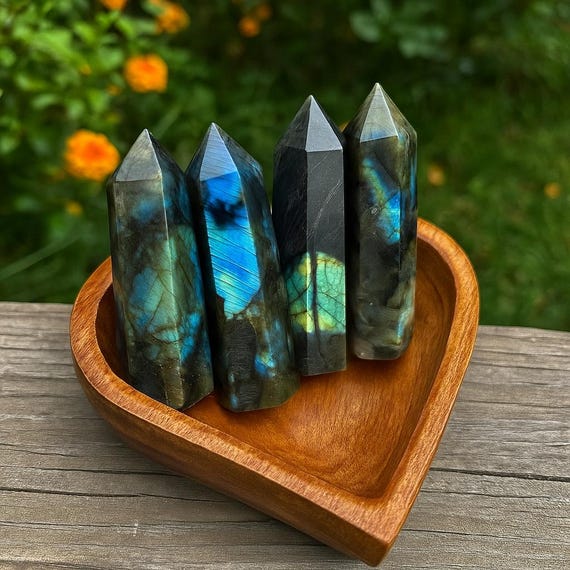 ラブラドライトタワーポイントオベリスクワンド、天然宝石ヒーリング
