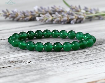 Emerald Crystal Bracelet, Natural Gemstone Stretchy Bracelet, Heart Chakra, May Birthstone, Rebirth and Hope