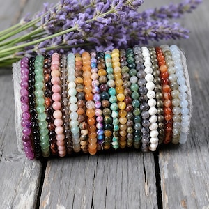 Natural Gemstone Bead Bracelet: Stretchy Crystal Stacking Bracelet