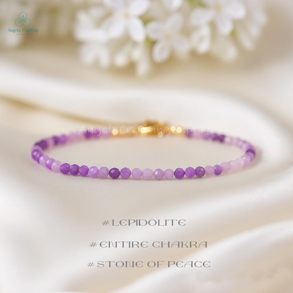 Bracelet Perles Lépidolite Verte Naturelle 12mm - Pierre Chatoyante, Non Traitée - Neuf Avec étiquettes