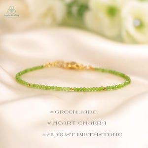 Dainty Jade Bracelet ,Minimalist Jade Crystal Bracelet, Natural Gemstone Bracelet, August Birthstone, Heart Chakra Gift for Women
