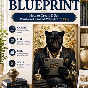 The Wall Art BluePrint | AI Wall Art Course | How to Create & Sell Print-on-Demand Canvas Art on Etsy Using Printify | Digital Download PDF