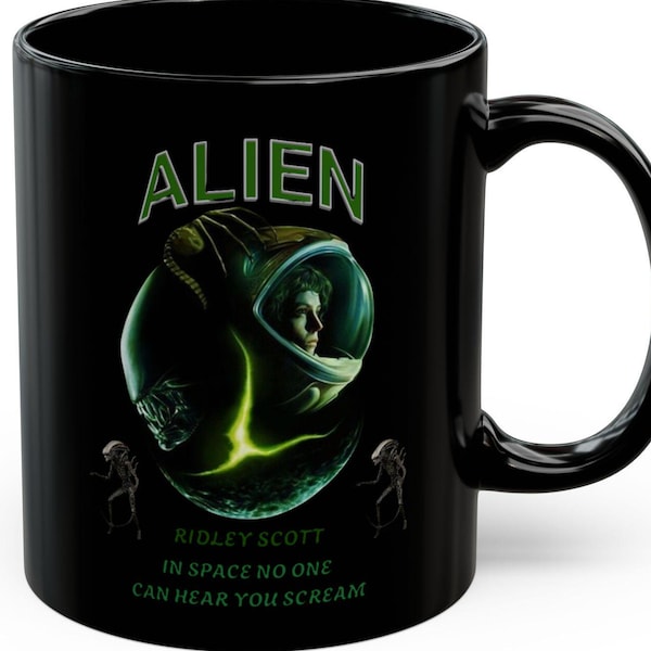 Taza vintage de la película Alien (1979), Xenomorfo, taza de café de ciencia ficción en tamaños de 11 oz y 15 oz, regalo perfecto para los fans de Alien, taza de cerámica, Ridley Scott
