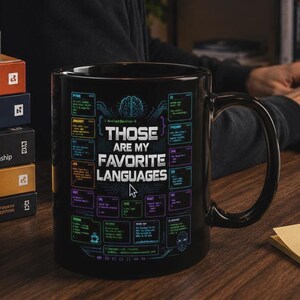 Programmer Coffee Mug 11oz 15oz, Those Are My Favorite Languages Mug, Coding Mug, Developer Gift, Software Engineer Mug