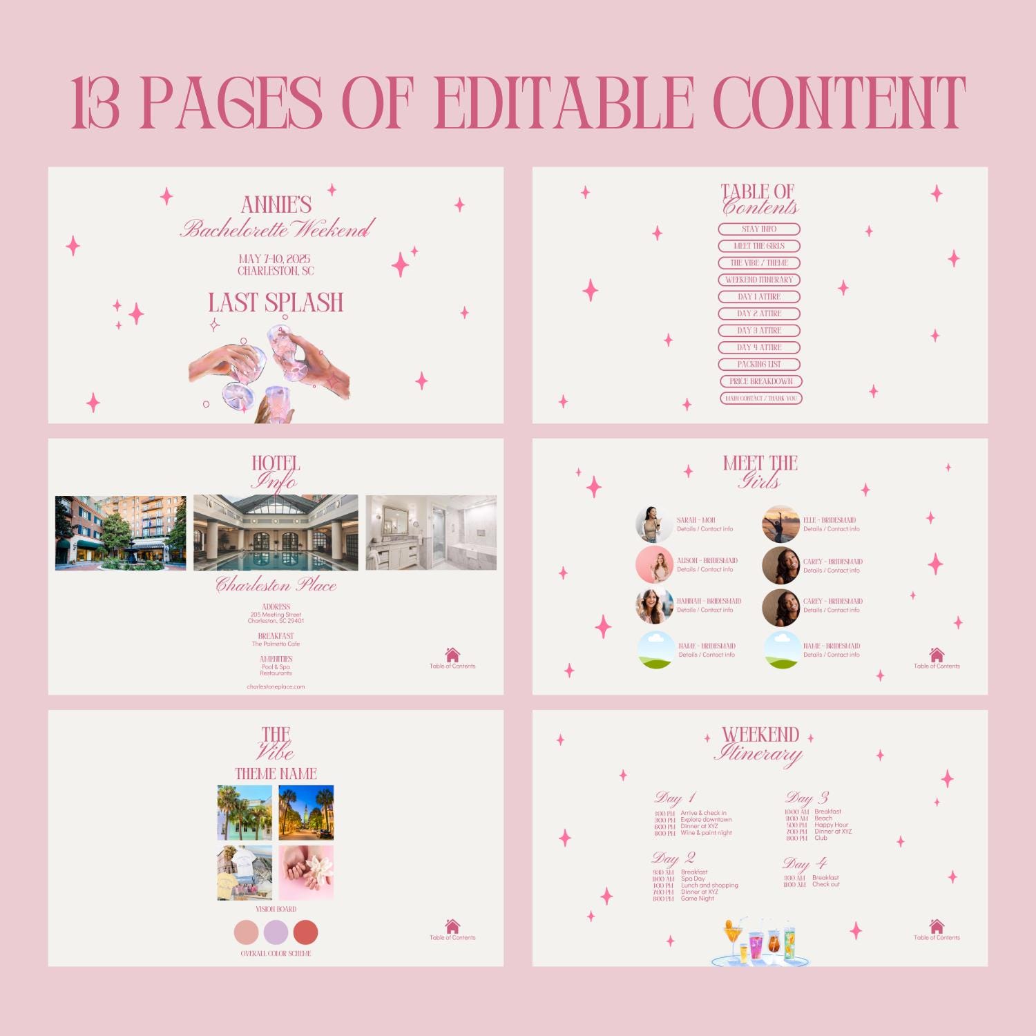 Bachelorette Powerpoint Template, ANY Theme, Powerpoint Itinerary