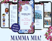 Mamma Mia Bachelorette, Digital Itinerary Canva Template: Disco, Sea Theme, Mediterranean, Instant Download