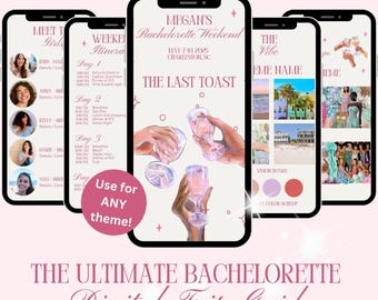 Plantilla de itinerario de despedida de soltera, cualquier tema, fin de semana de despedida de soltera, Canva, descarga digital instantánea, planificador, invitación