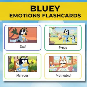 Bluey Emotions Flashcards – 26 Printable Feelings Cards for Kids – Social Emotional Learning – Preschool & Toddler PDF Set