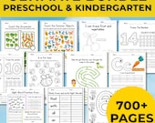 Preschool Worksheets Bundle. Printable Activity. Kindergarten Learning Bundle.  Tracing Letters & Numbers. Math.