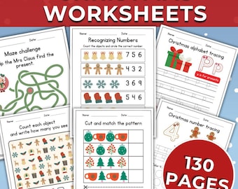 120 Christmas Worksheets. Preschool Activity Packet. Kindergarten Christmas Worksheet. Christmas Workbook. Printable Activities.