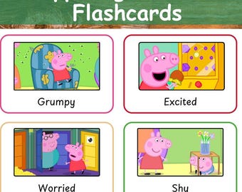 Peppa Pig Emotions Flashcards – 26 Printable Feelings Cards for Kids – Preschool Emotions Flashcards. Feelings Flashcards. – PDF Download