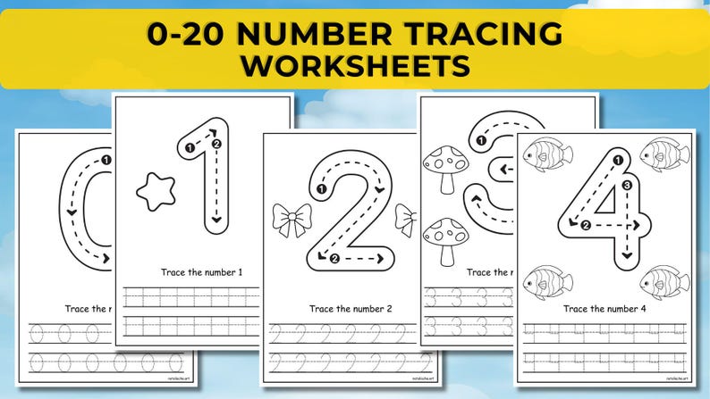 Number Tracing Worksheets 0-20 | Preschool Handwriting Practice ...
