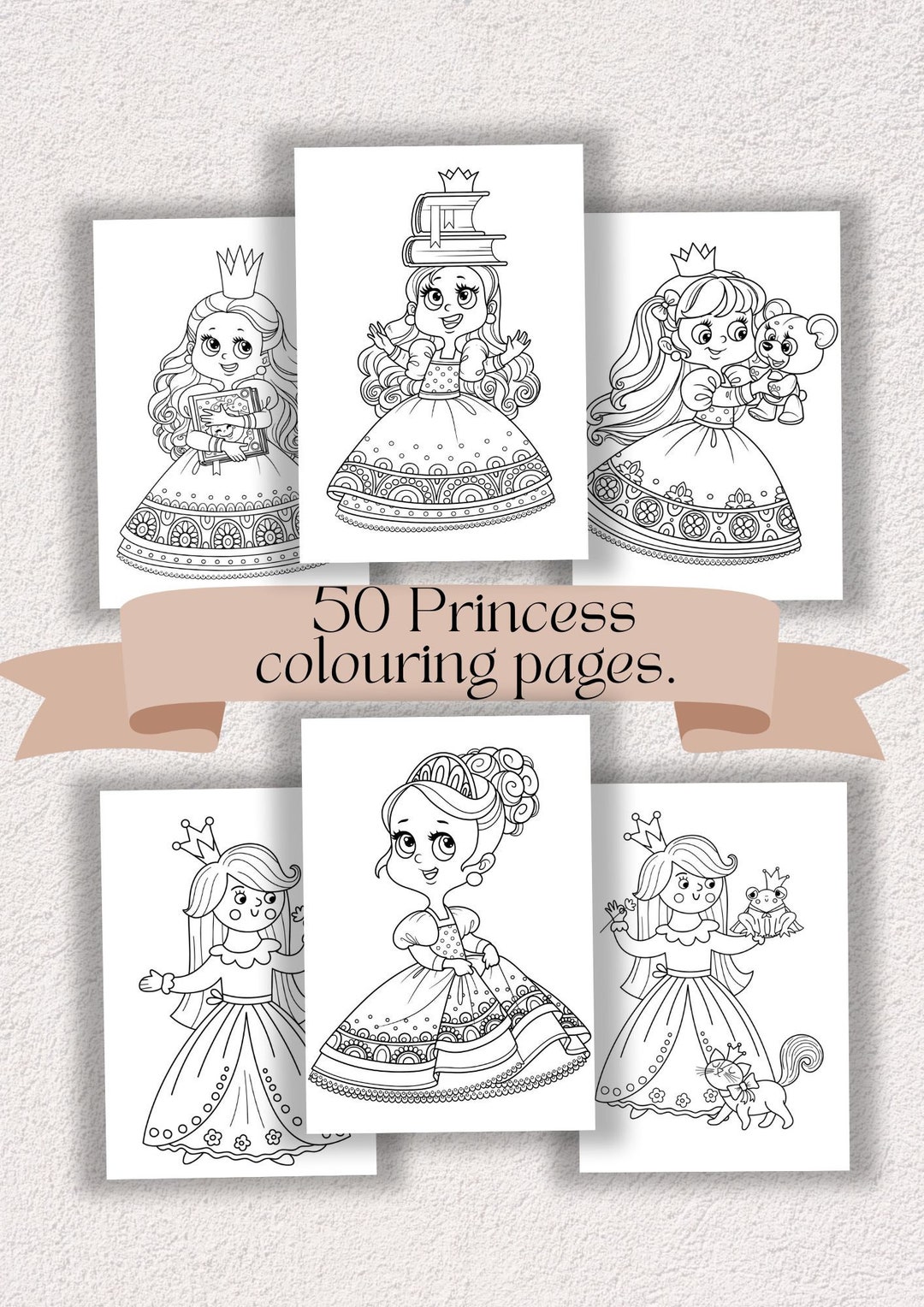 50 Printable Colouring Pages. Princess Colouring Book. Doll Etsy