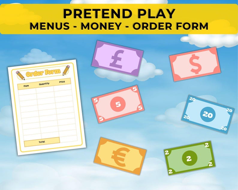 Pretend Play Restaurant Menus for Kids. Printable Dramatic Play ...