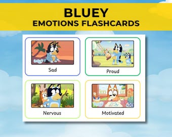 Bluey Emotions Flashcards – 26 Printable Feelings Cards for Kids – Social Emotional Learning – Preschool & Toddler PDF Set