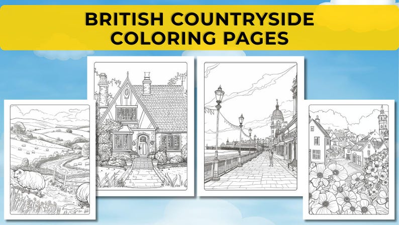 40 British Countryside Coloring Pages. Rural Life, Farm Animals, and ...