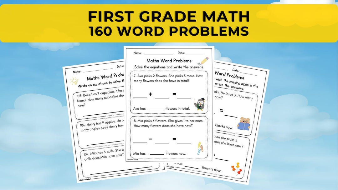 160 1st Grade Math Word Problems. 70 Pages Printable Worksheets ...