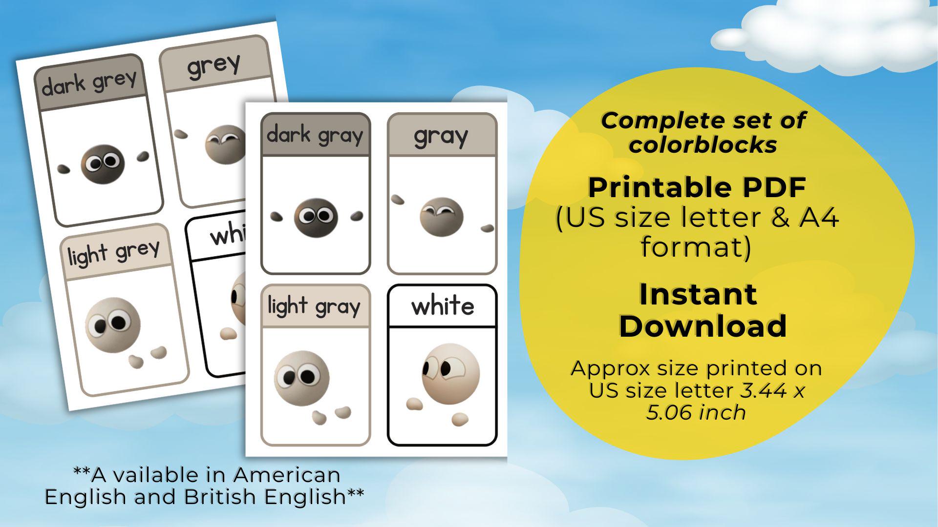 Colorblocks Flashcards. Complete Color Set for Kids. Printable Color ...