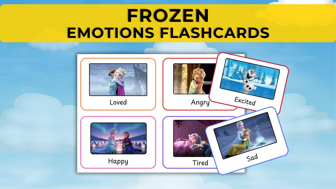 26 Frozen Emotions Flashcards. Printable Feelings Cards for Kids ...