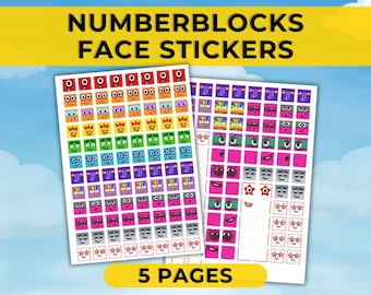 Numberblocks Face Stickers (1–10) for MathLink Cubes. A4 Printable Stickers. Instant Download