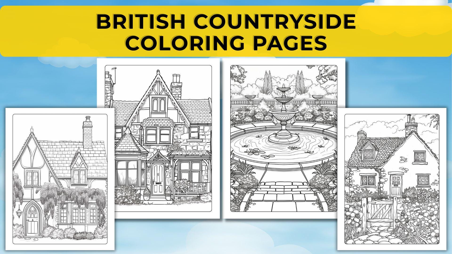 40 British Countryside Coloring Pages. Rural Life, Farm Animals, and ...