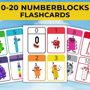 Numberblocks Flashcards 0–20.  Printable Number Cards for Kids. Number Recognition & Counting.