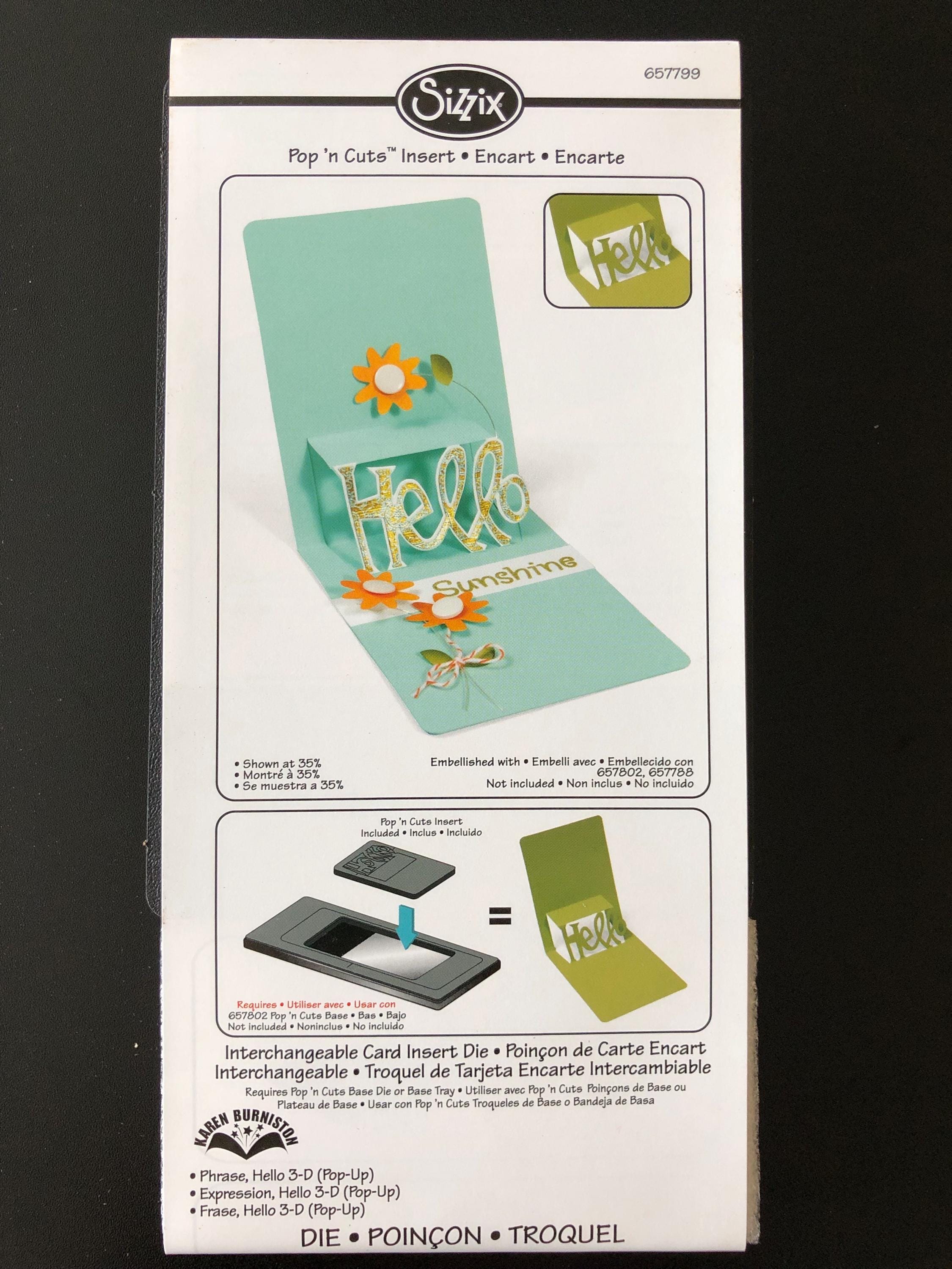 ppオーダーページ•*¨*•.¸¸♬ Sizzix Pop N Cuts Dies Phrase Hello 3-D Interchangeable Card