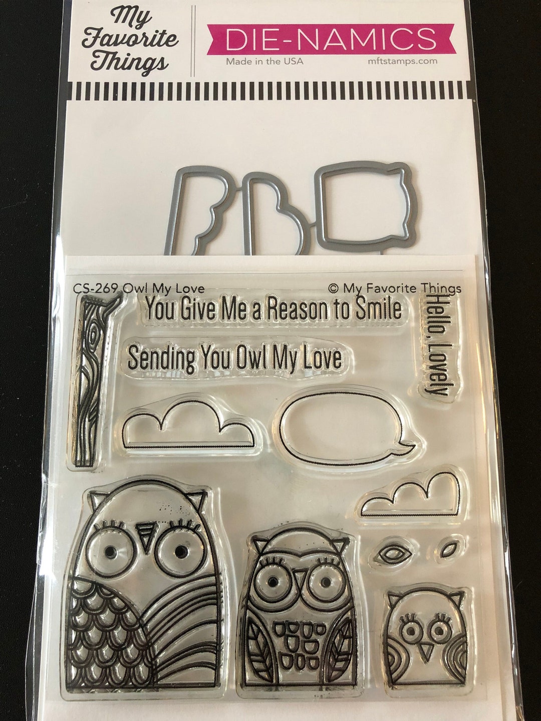 My Favorite Things Owl My Love Stamp and Die Set - Etsy