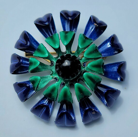 Awesome dimensional enamelled 1960s flower power … - image 3