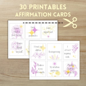 Cartões de afirmação de amor próprio | Baralho de cartas de afirmação para impressão, cartões de afirmação de manifestação, núcleo mágico e de fada | Download instantâneo de PDF
