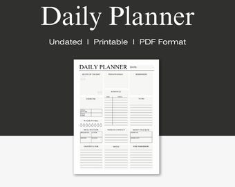 Planificador diario imprimible minimalista sin fecha, PDF, organizador de productividad, lista de tareas para el cuidado personal, cronograma, seguimiento de bienestar familiar
