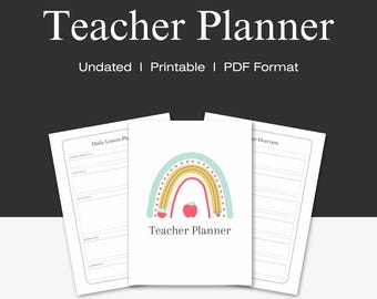 Teacher Planner Printable PDF School Planner Classroom Undated Lesson Plan Teacher Notes Student Attendance  Student Info Tracker Homework