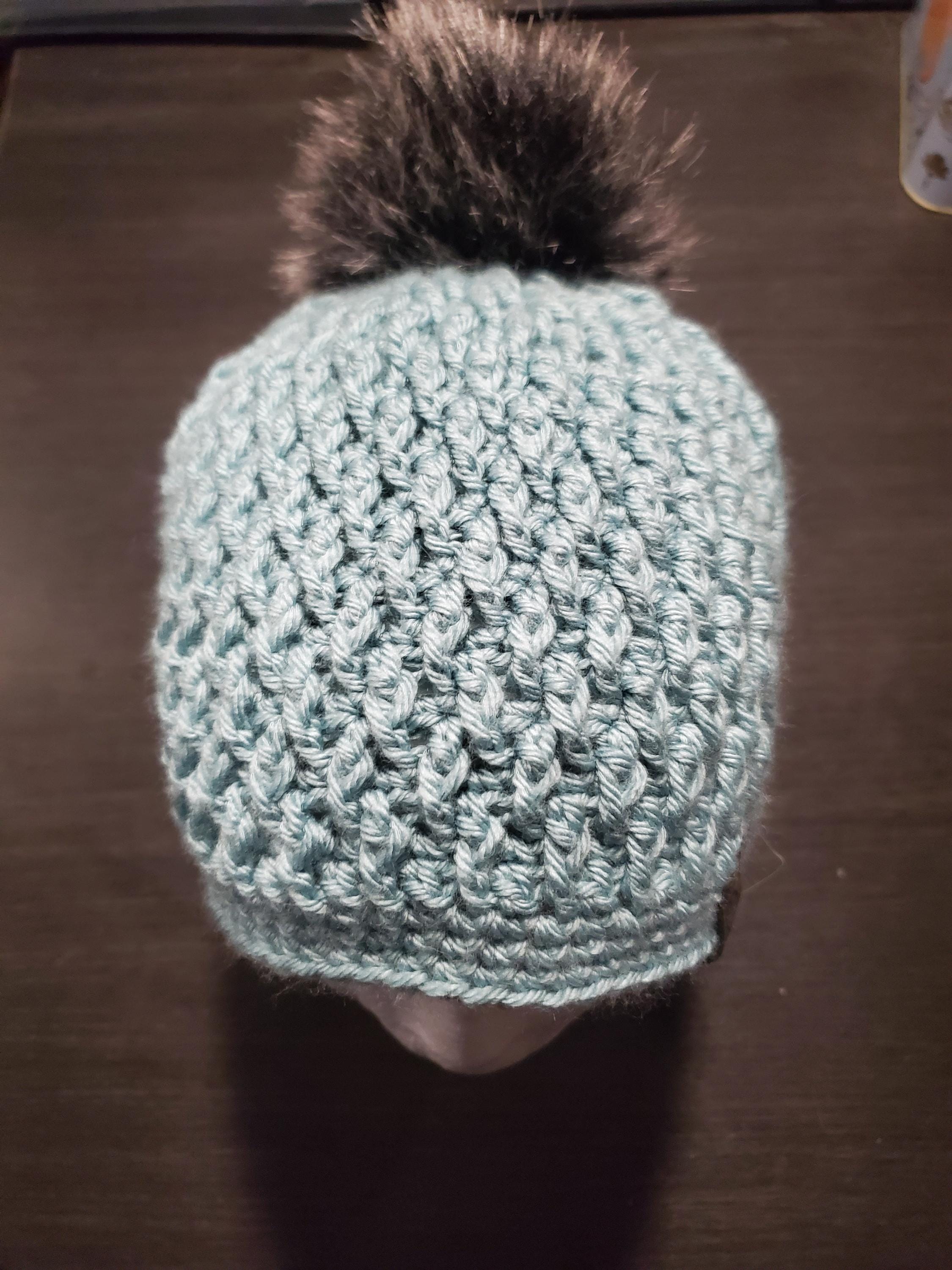 Crochet Beanie with Removable Pom Pom - Thumbnail 2