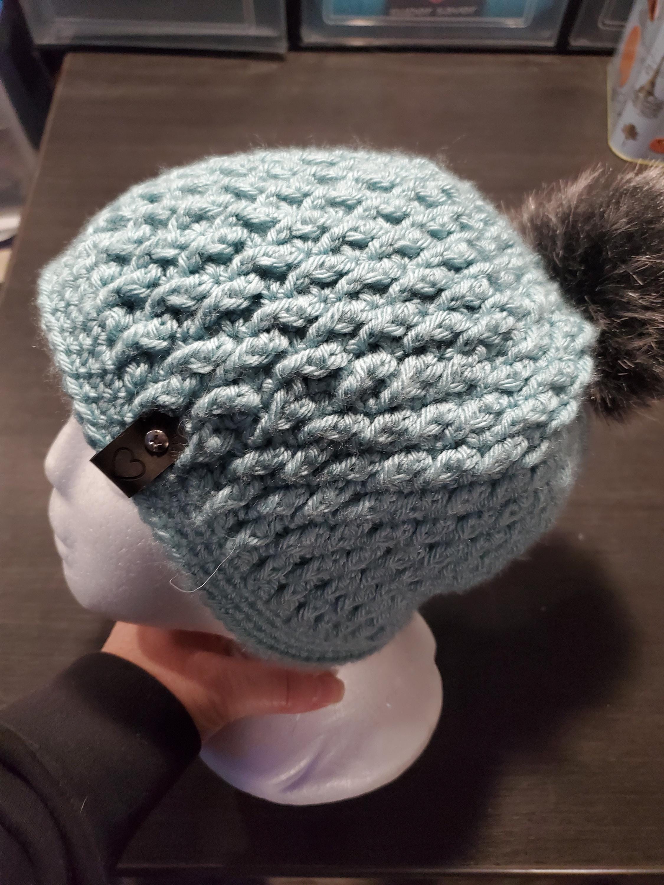 Crochet Beanie with Removable Pom Pom - Image 1